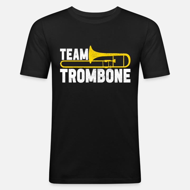 Posaune Trombone - Männer Slim Fit T-Shirt - Schwarz