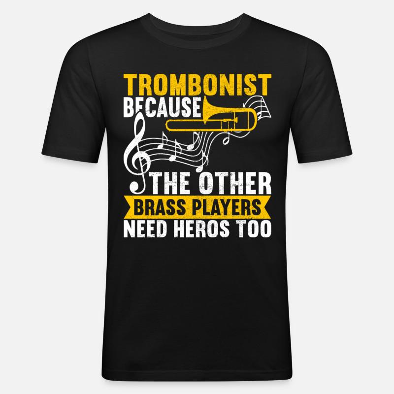 Posaune Trombone - Männer Slim Fit T-Shirt - Schwarz