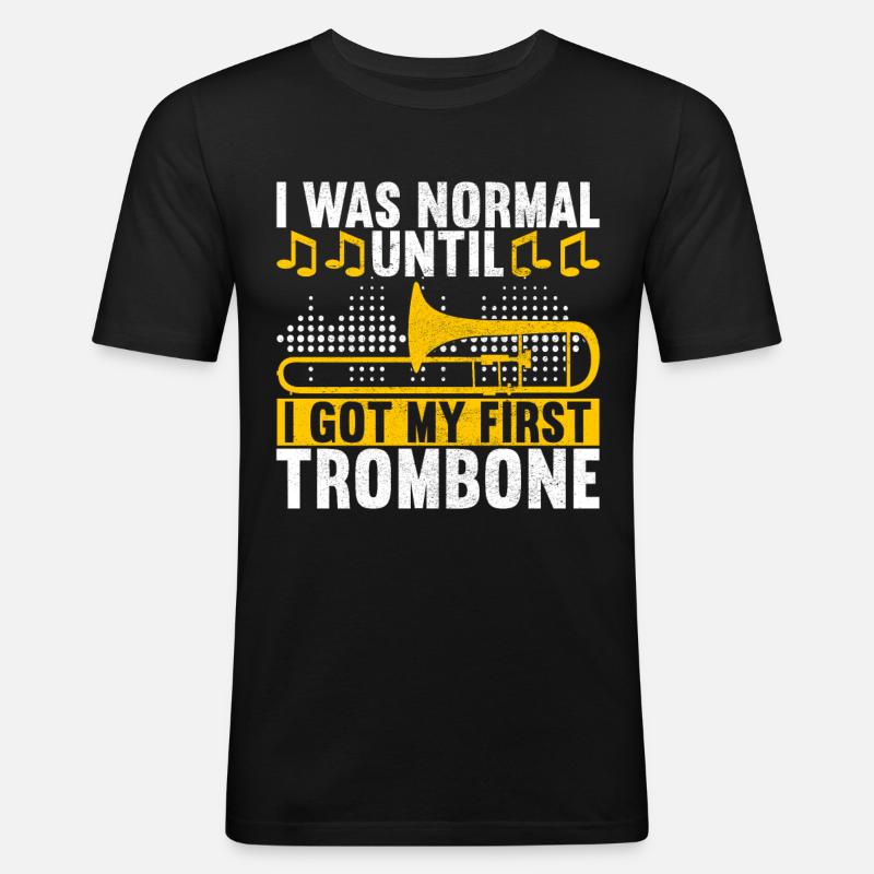 Posaune Trombone - Männer Slim Fit T-Shirt - Schwarz