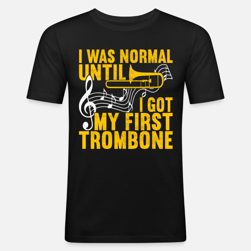 Posaune Trombone - Männer Slim Fit T-Shirt - Schwarz