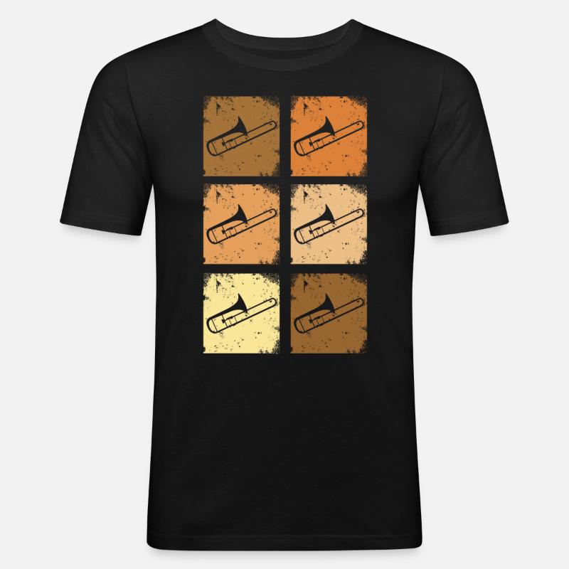 Posaune Trombone - Männer Slim Fit T-Shirt - Schwarz