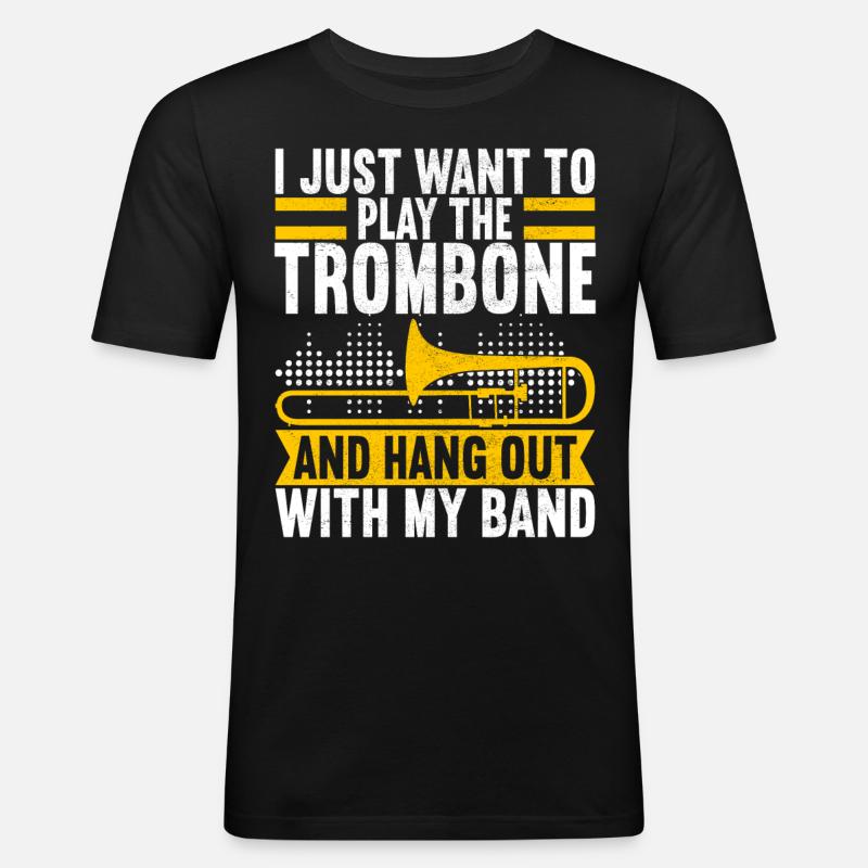 Posaune Trombone - Männer Slim Fit T-Shirt - Schwarz