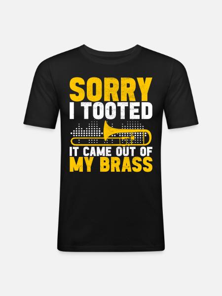 Posaune Trombone - T-shirt près du corps Homme - noir