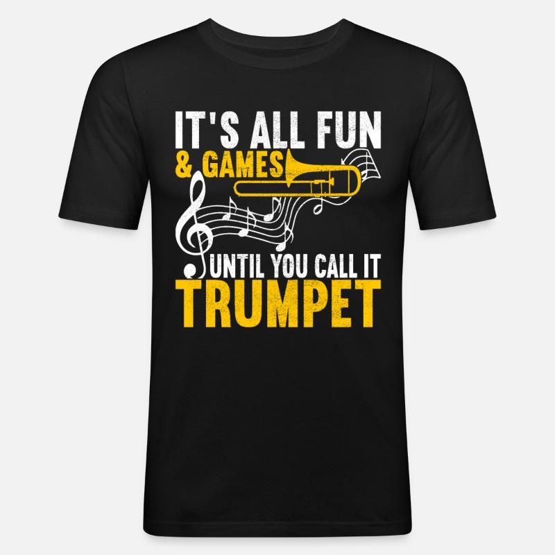 Posaune Trombone - Männer Slim Fit T-Shirt - Schwarz