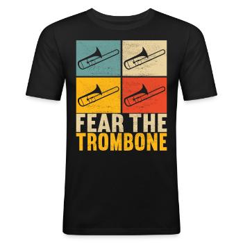 Posaune Trombone - T-shirt près du corps Homme - noir - Devant - Nik (191cm)
