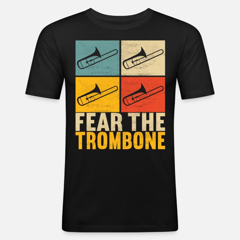 Posaune Trombone - Männer Slim Fit T-Shirt - Schwarz