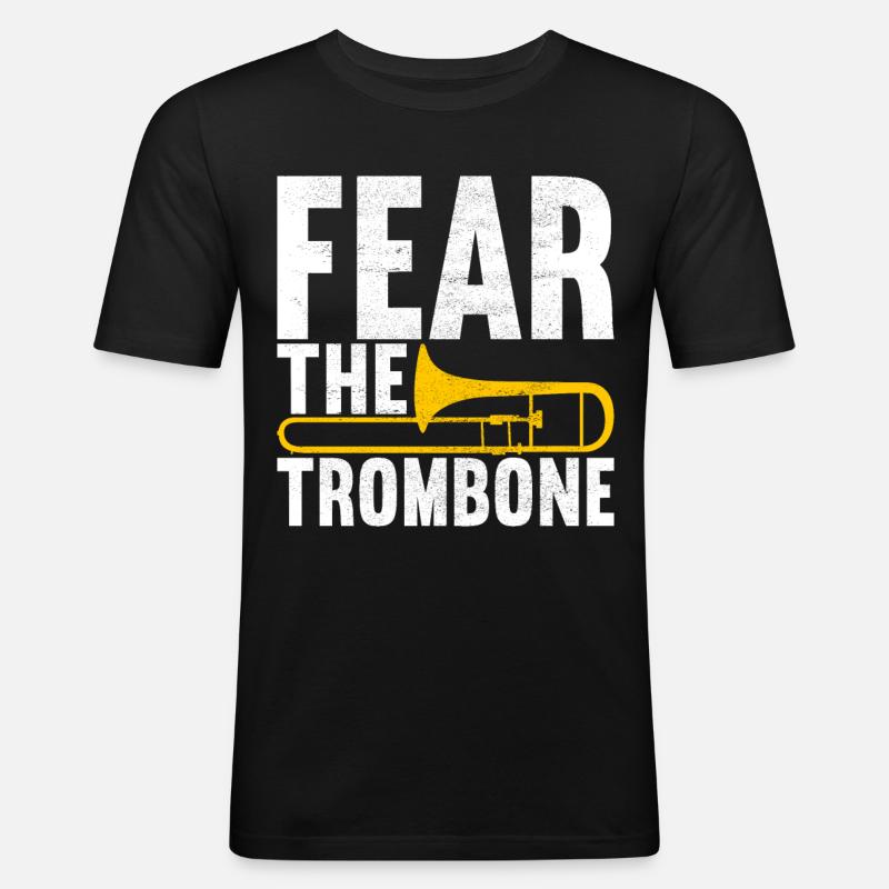 Posaune Trombone - Männer Slim Fit T-Shirt - Schwarz
