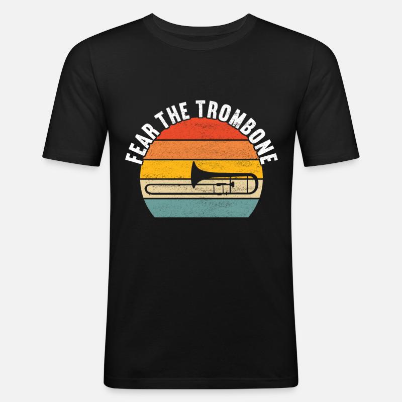 Posaune Trombone - Männer Slim Fit T-Shirt - Schwarz