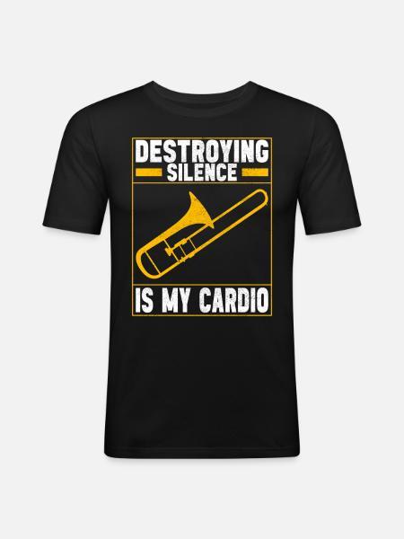 Posaune Trombone - Männer Slim Fit T-Shirt - Schwarz