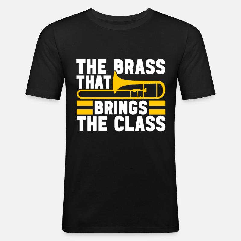 Posaune Trombone - Männer Slim Fit T-Shirt - Schwarz