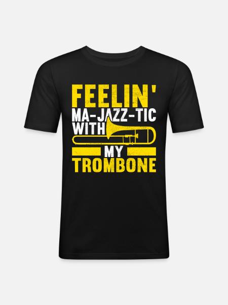 Posaune Trombone - T-shirt près du corps Homme - noir