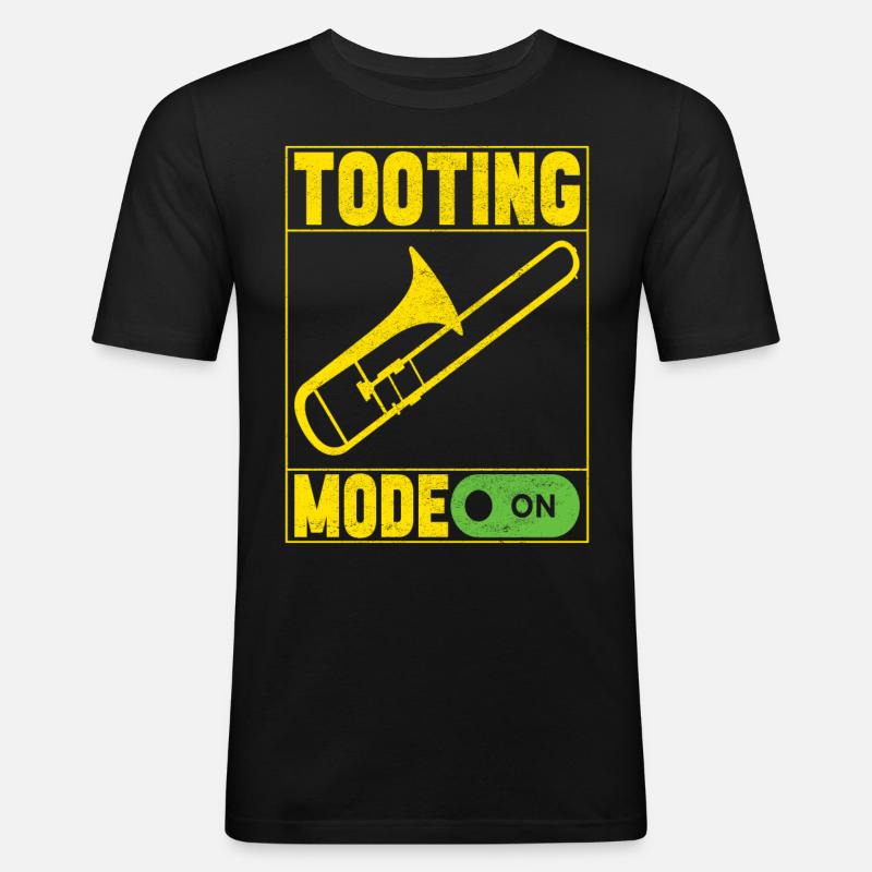 Posaune Trombone - Männer Slim Fit T-Shirt - Schwarz