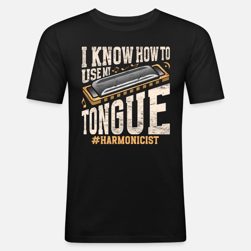 Harmonica harmonica player - Men's Slim Fit T-Shirt - black
