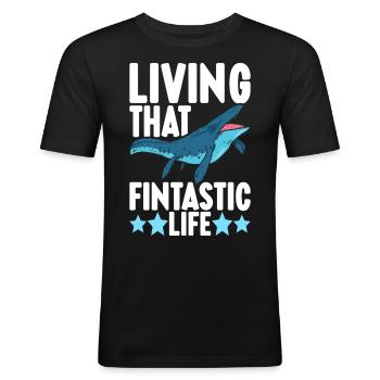 Mosasaurus Dinosaurier - Männer Slim Fit T-Shirt - Schwarz - Vorne - Nik (191cm)