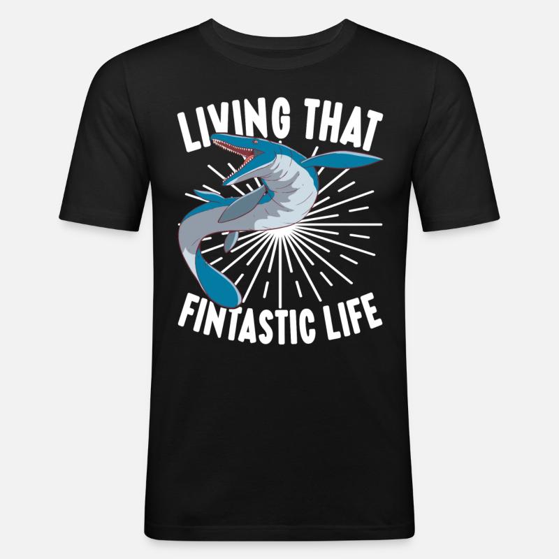 Mosasaurus Dinosaurier - Männer Slim Fit T-Shirt - Schwarz