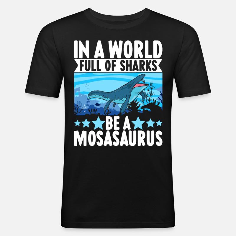 Mosasaurus Dinosaurier - Männer Slim Fit T-Shirt - Schwarz