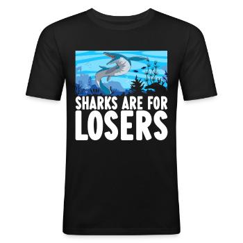 Mosasaurus Dinosaurier - Männer Slim Fit T-Shirt - Schwarz - Vorne - Nik (191cm)