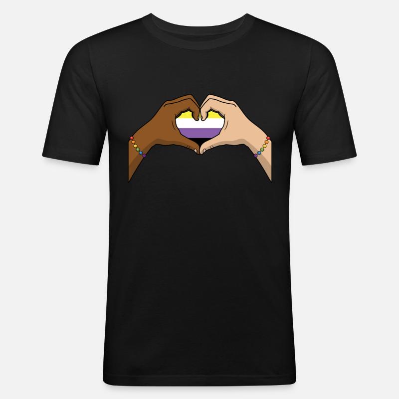 Non Binary Pride Genderqueer - Männer Slim Fit T-Shirt - Schwarz