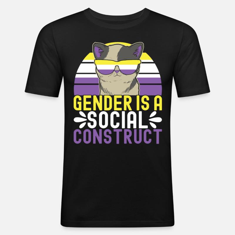 Non Binary Pride Genderqueer - Männer Slim Fit T-Shirt - Schwarz