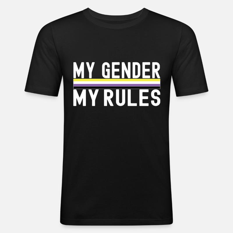 Non Binary Pride Genderqueer - Männer Slim Fit T-Shirt - Schwarz