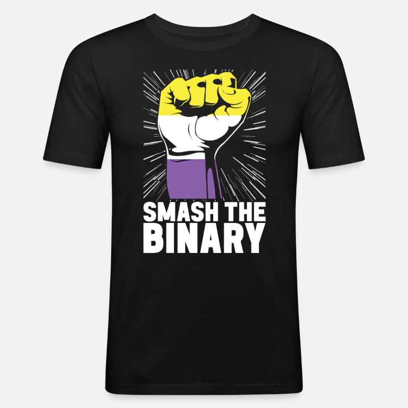 Non Binary Pride Genderqueer - Männer Slim Fit T-Shirt - Schwarz
