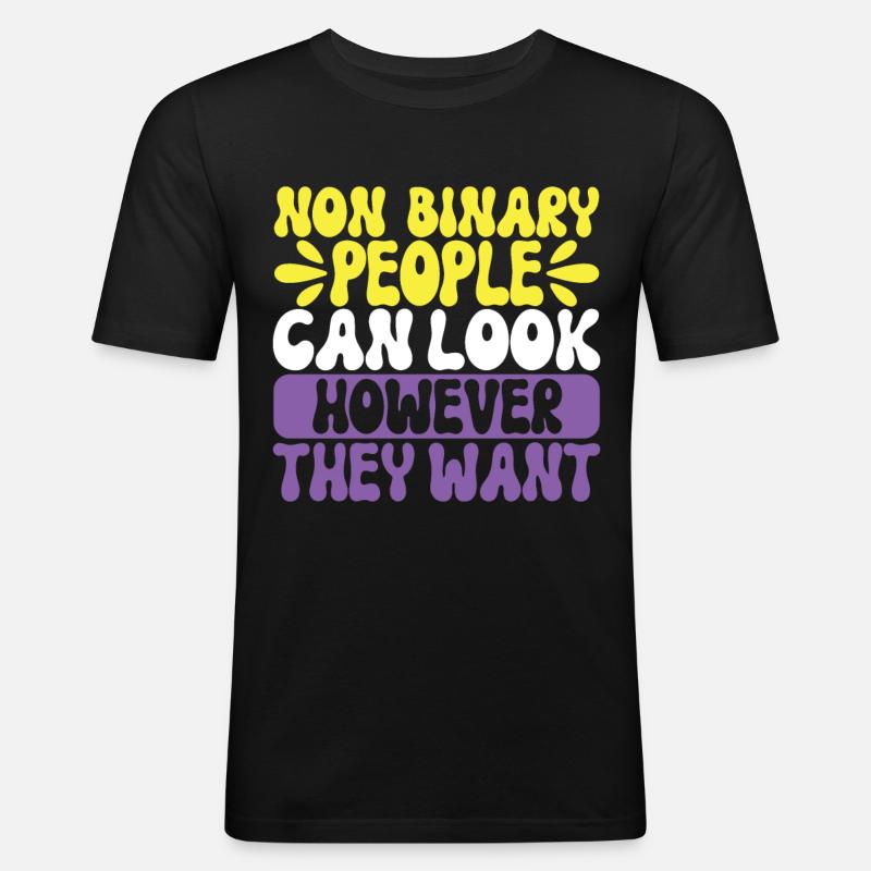 Non Binary Pride Genderqueer - Männer Slim Fit T-Shirt - Schwarz