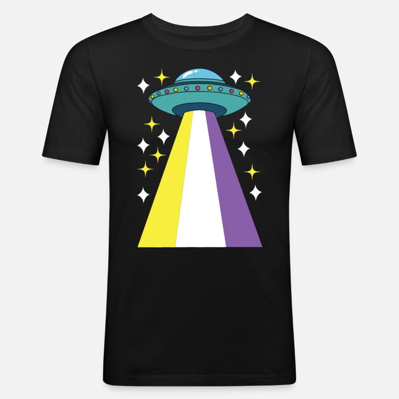Non Binary Pride Genderqueer - Männer Slim Fit T-Shirt - Schwarz
