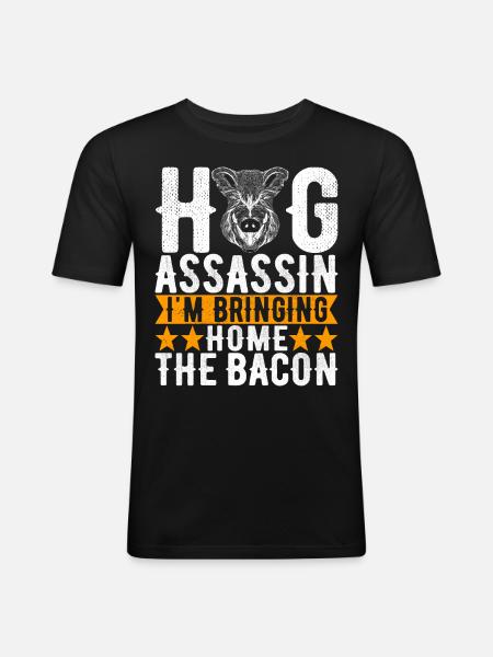Chasseurs Chasse au sanglier - T-shirt près du corps Homme - noir