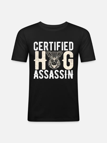 Chasseurs Chasse au sanglier - T-shirt près du corps Homme - noir