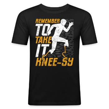 Jambe prothétique N’oubliez pas de la prendre genou-sy - T-shirt près du corps Homme - noir - Devant - Nik (191cm)