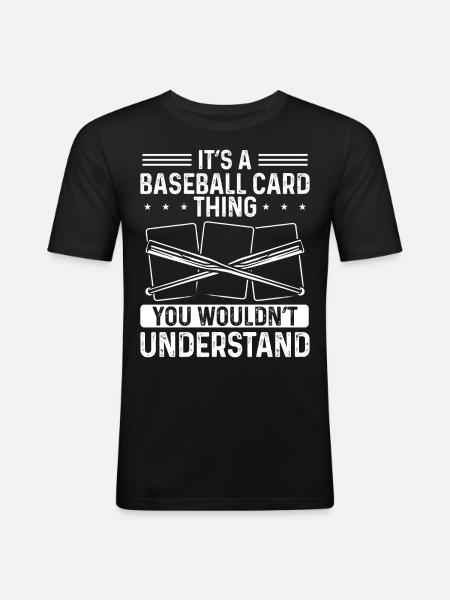 Funny Baseball Card Design - Men's Slim Fit T-Shirt - black
