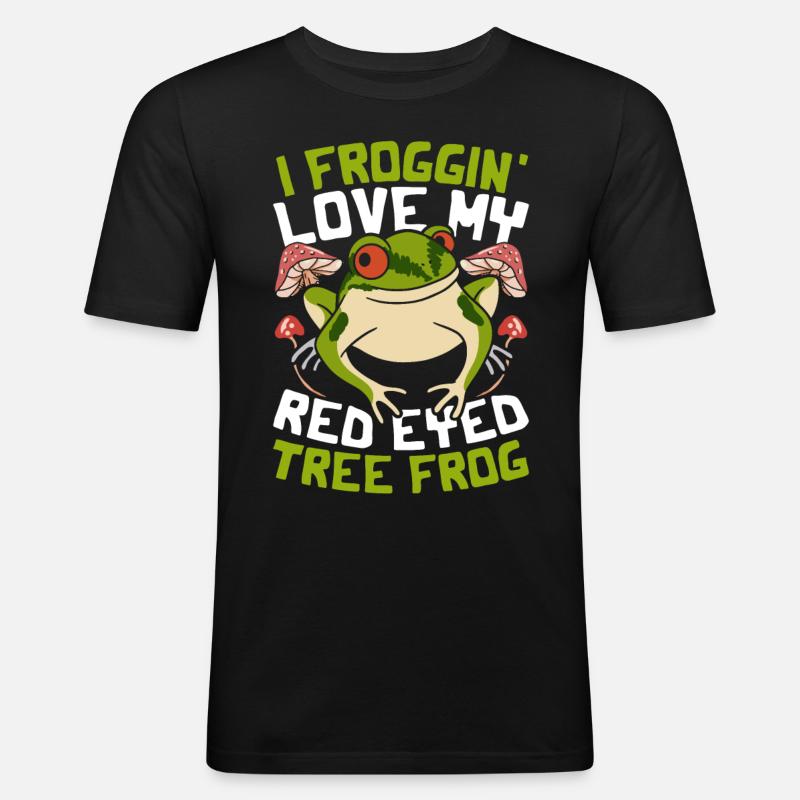 Frosch Rotaugenlaubfrosch - Männer Slim Fit T-Shirt - Schwarz