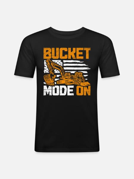 Baggerfahrer Bucket Mode On - Männer Slim Fit T-Shirt - Schwarz