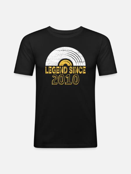 2010 Birthday Vinyl Legend since - Men's Slim Fit T-Shirt - black