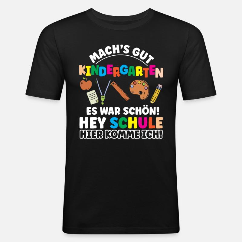 Machs gut Kindergarten Schulkind - Männer Slim Fit T-Shirt - Schwarz