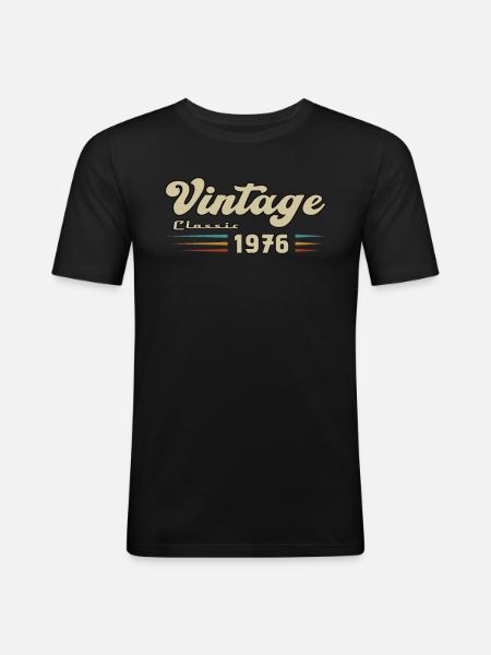 1976 Anniversaire Vintage Classic - T-shirt près du corps Homme - noir