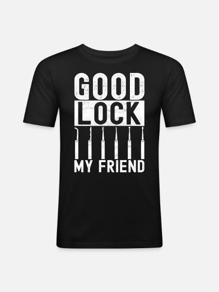 Schlüsseldienst Locksmith Dietrich - Men's Slim Fit T-Shirt - black