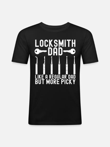 Schlüsseldienst Locksmith Dietrich - Männer Slim Fit T-Shirt - Schwarz