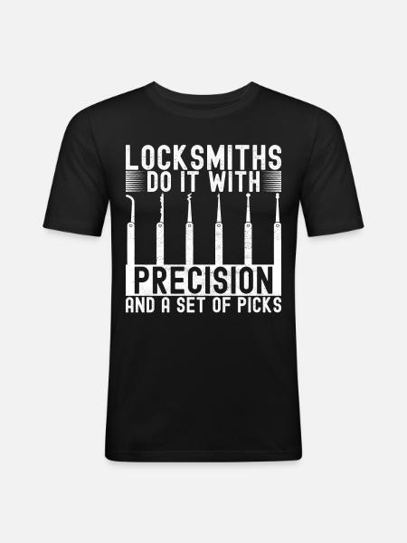Schlüsseldienst Locksmith Dietrich - Männer Slim Fit T-Shirt - Schwarz