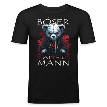 Böser alter Mann - Biker Opa | Motorradfahrer - Männer Slim Fit T-Shirt - Schwarz - Vorne - Nik (191cm)