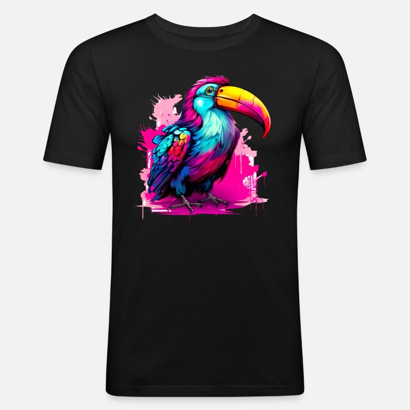 Synthwave Toucan - T-shirt près du corps Homme - noir