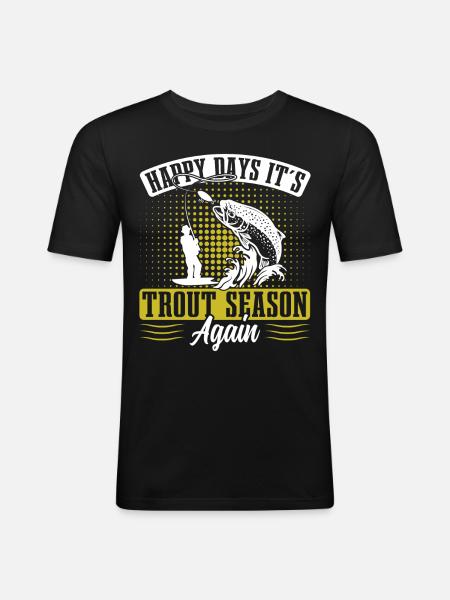 Drôle de pêche Hommes Femmes - T-shirt près du corps Homme - noir