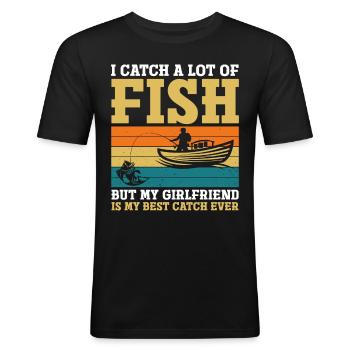 Fishing Kayak Paddling - Men's Slim Fit T-Shirt - black - Front - Nik (191cm)