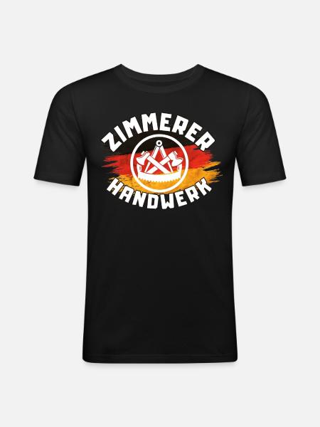 Zimmerer Handwerk - Männer Slim Fit T-Shirt - Schwarz