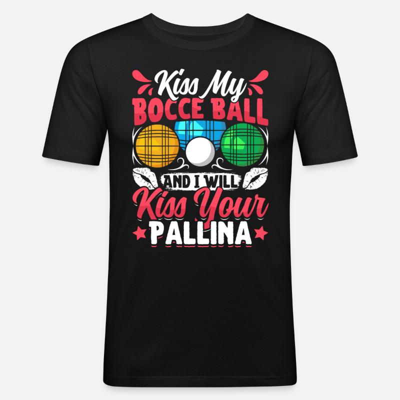 Funny Bocce Game - Männer Slim Fit T-Shirt - Schwarz