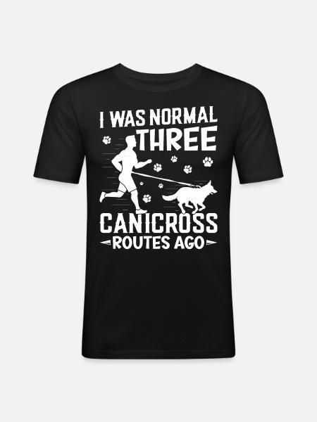 Dog running Canicross Design - Men's Slim Fit T-Shirt - black