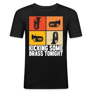 Euphonium baryton cor ténor - T-shirt près du corps Homme - noir - Devant - Nik (191cm)