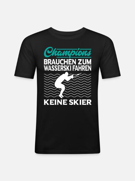 Wasserski - Männer Slim Fit T-Shirt - Schwarz