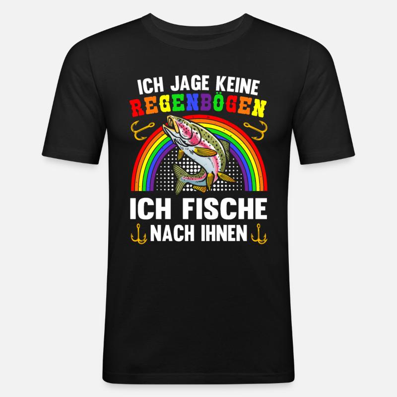 Forellen Angeln - Männer Slim Fit T-Shirt - Schwarz