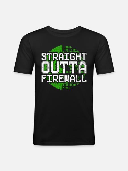 Programmierer Straight Outta Firewall - Männer Slim Fit T-Shirt - Schwarz